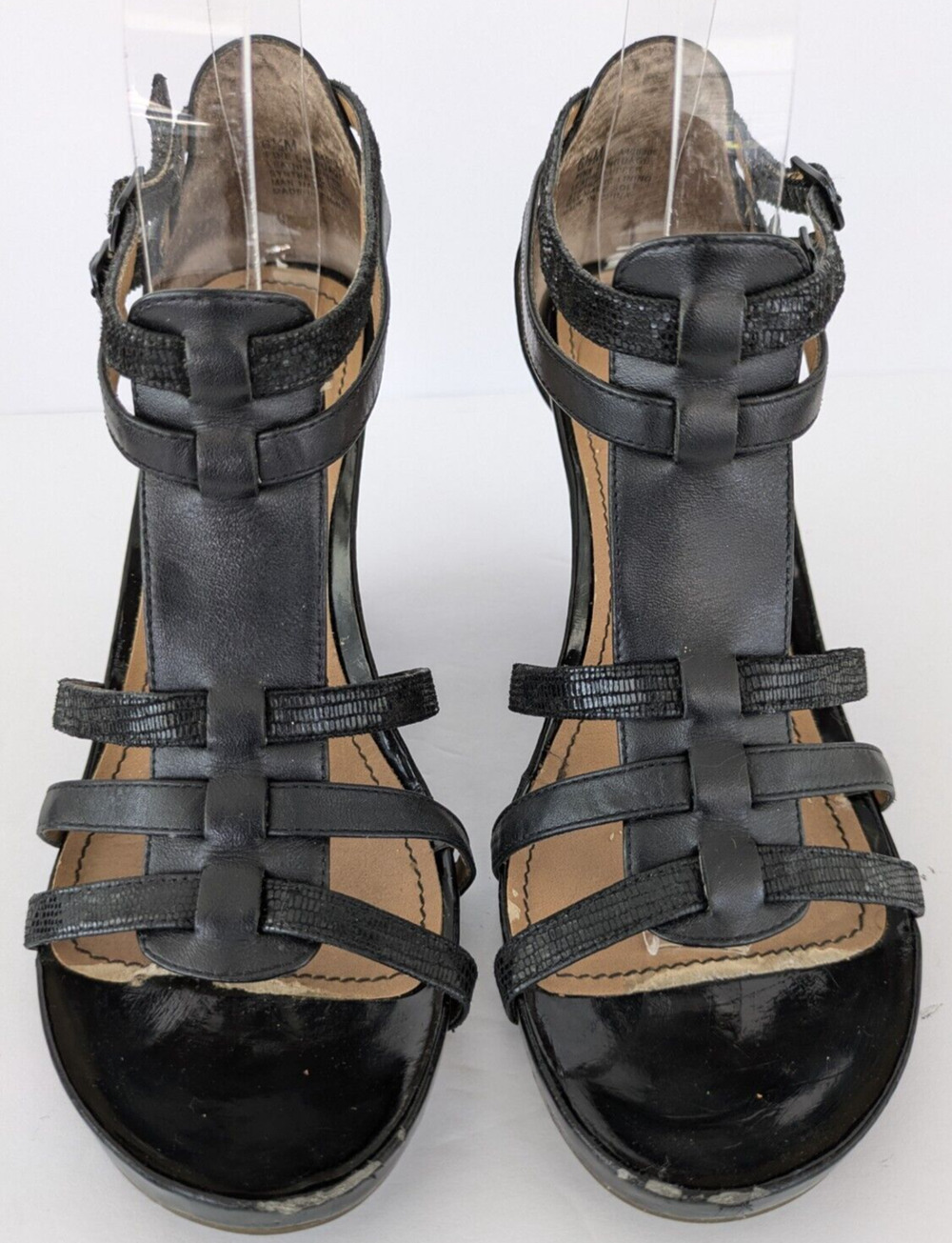 Kenneth Cole Reaction Womens Sz 6.5 Strappy Open Toe Cone Heel Gladiator Sandals